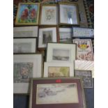 Mixed pictures to include botanical and nautical prints, and an Arthur Alfred Birlington print,
