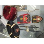Two 1930s school caps, one dated 1934, the other with Read & Reep School badge, along with two