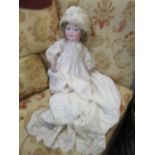 Armand Marseille (George Borgfeldt) bisque headed doll, marked G327B A12M, sleeping eyes, open mouth