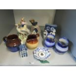 Small group of ceramics to include a Nao porcelain figurine of a girl, Victorian Staffordshire