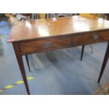 A 19th Century mahogany side table with 2 small drawers on tapering legs