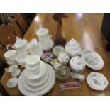 An Aynsley flower vase and other 20th century ceramics to include a Royal Albert white ground teaset