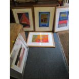 A framed and glazed watercolour, signed limited edition prints, and various pastel studio portrait