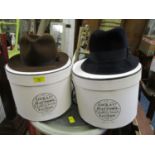 Two Locke & Co ladies felt hats with Locke & Co hat boxes