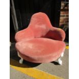 A Victorian upholstered and white painted tub chair