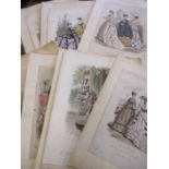 Approximately twenty five Victorian coloured fashion prints
