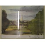 HRH The Prince of Wales - Tetbury Church from Highgrove House, a limited edition lithograph No.35/