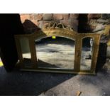 A Victorian gilt Gesso wood ornamental mirror central, arched mirror and bevelled glass plate