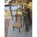 Mixed small furniture to include a cane seated child's highchair, a 19th century bentwood and cane