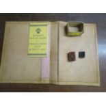 A lot to include a leather desk blotter and a leather bound 1780 miniature bible printed for E
