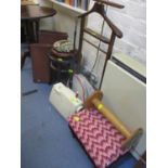 A clothes stand, a circular foot stool, a Retro Singer Starlet sewing machine and other small