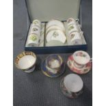 A cased Royal Worcester Polyanthus coffee set, together with mixed teacups and saucers