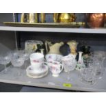 Mixed 20th century glassware and ceramics to include a pair Darlington Crystal tankards depicting