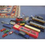 Hornby Dublo 2226 locomotive and other carriages and wagons, together with train set accessories and