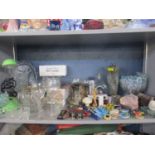 Geodes, mixed mid to late 20th century glassware, penknives, Retro badges and other items to include