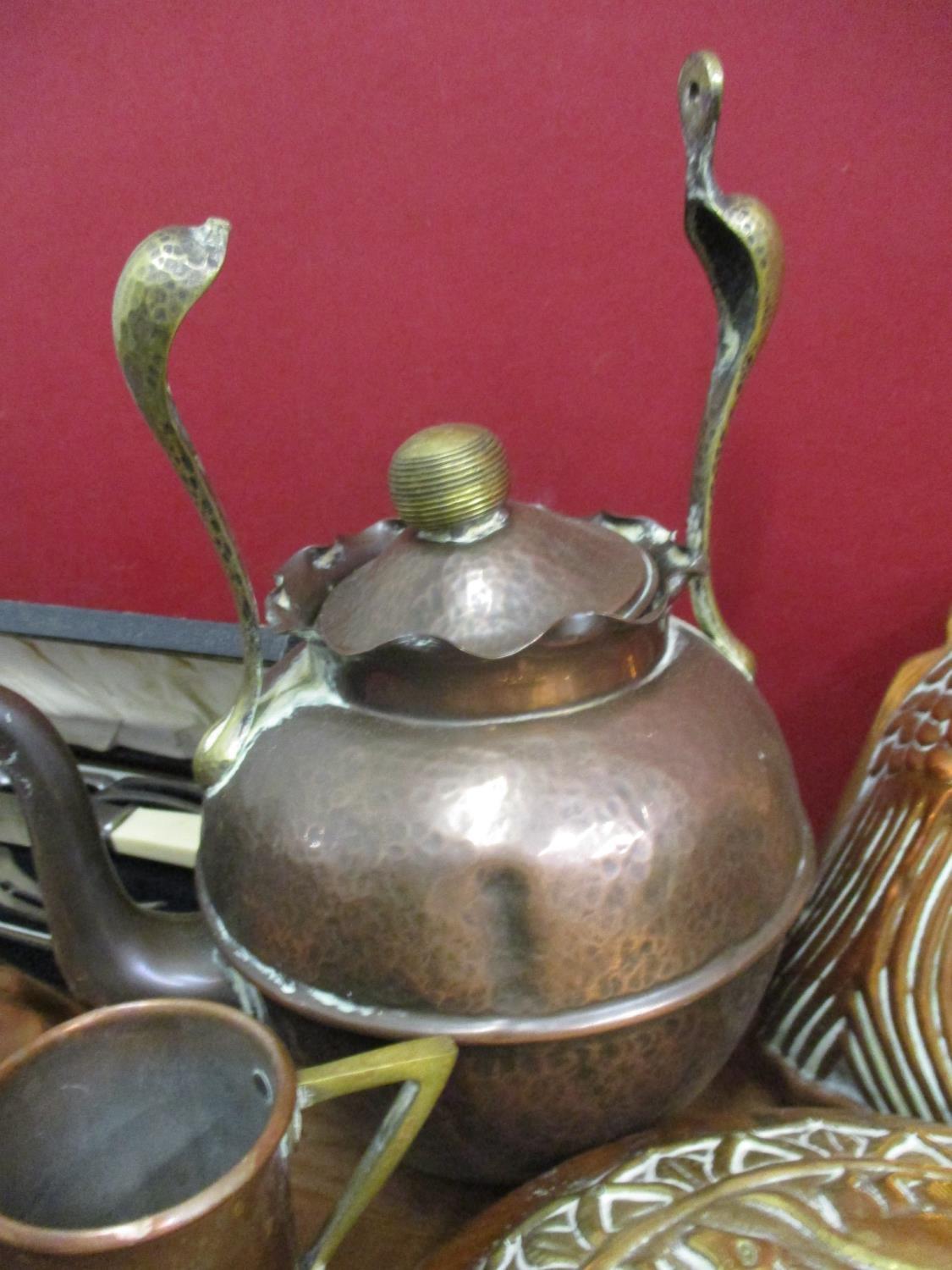 Metalware to include copper jelly moulds, an Arts & Crafts kettle, cutlery and flatware, silver - Image 5 of 6