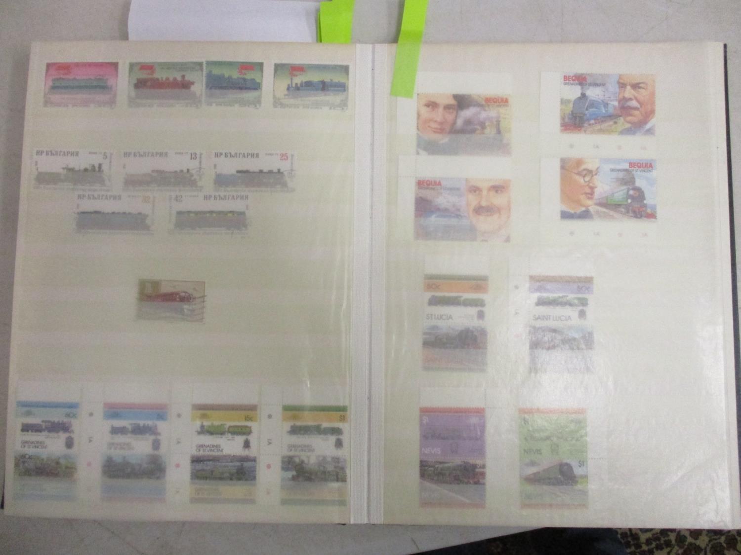 A stamp album containing thematic train related examples - Image 2 of 2