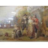 Late 19th century British School - figures under a tree, watercolour, framed and glazed