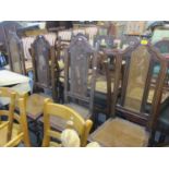A set of four early 20th century William & Mary style cane seated dining chairs, together with a
