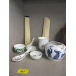 Oriental items to include miniature bowls, vases and fans