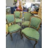 A set of three 19th century giltwood side chairs with upholstered seats and back on French