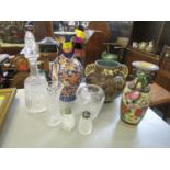 A mixed lot of ceramics and glassware to include a Meiji Japanese Imari coloured vase, Chinese