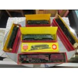 A Hornby Dublo boxed group of model railway engines and tenders to include a Delta Diesel Electric
