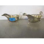 A pair of silver sauce boats