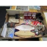 A mixed lot of costume jewellery and watches to include a Lotus de Luxe cased pearl necklace and a