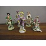 A group of five small continental figures and four vintage Noddy characters A/F