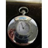 A Jean Pierre Swiss silver plated cased half hunter pocket watch, manual wind with white enamelled
