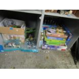 A quantity of toys to include Power Ranger figures, various puzzles and board games, box of