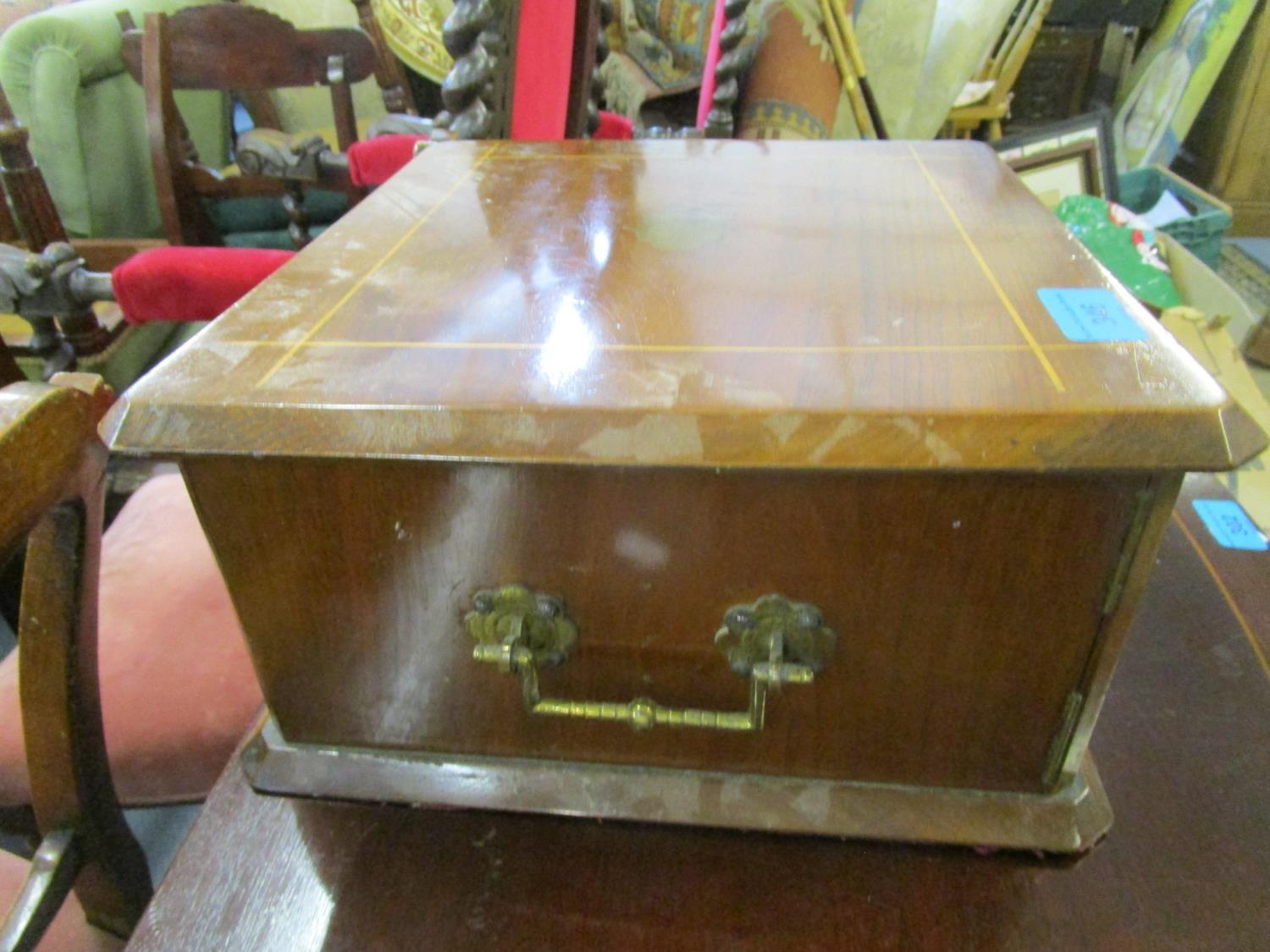 A Victorian walnut cased canteen of silver plated cutlery, three drawers containing a front set with - Image 7 of 7