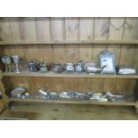 A mixed lot of silver and silver plate to include a continental footed tazza with cast patera and