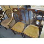 Mixed chairs and footstools to include a Victorian mahogany hall chair