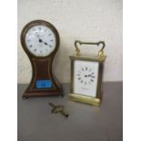 A Gerrard & Co five window carriage clock with key together with a reproduction mantle clock by