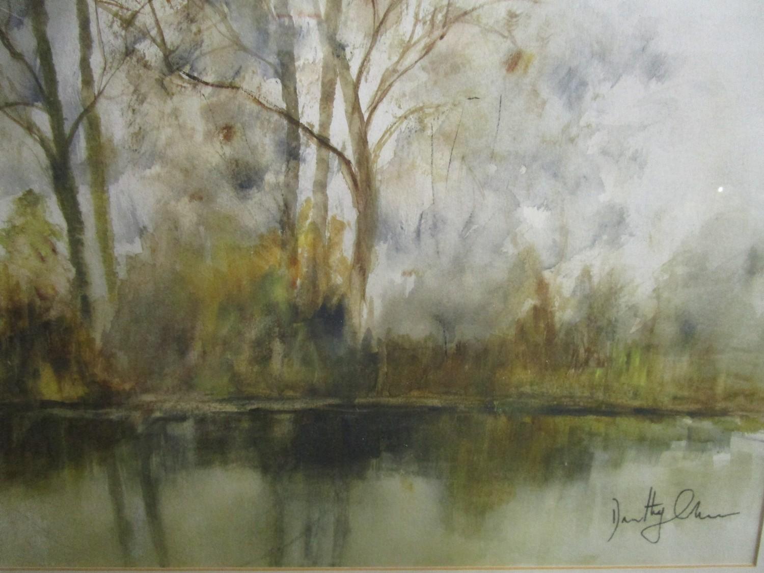 A quantity of framed and glazed pictures to include a wooden pond landscape, signed Dorothy - Image 2 of 3