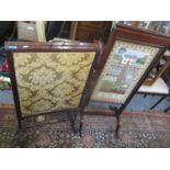 Two fire screens to include a Victorian extending fire screen on acanthus carved feet