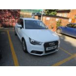 An Audi A1 Sport TDi, three door hatchback in white, registration number RV12 RMX, approximately