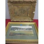 John W**** - 19th century woodland scene watercolour, signed in a gilt frame and a view at Runny