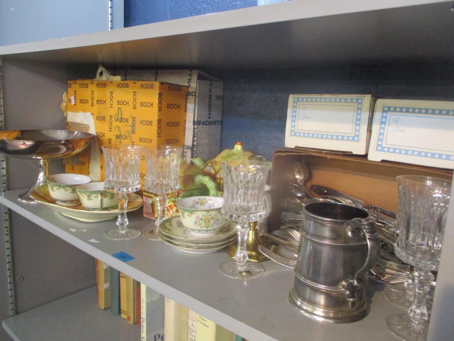 A mixed lot to include Villeroy & Boch glassware, silver plated cutlery, Noritake china and other