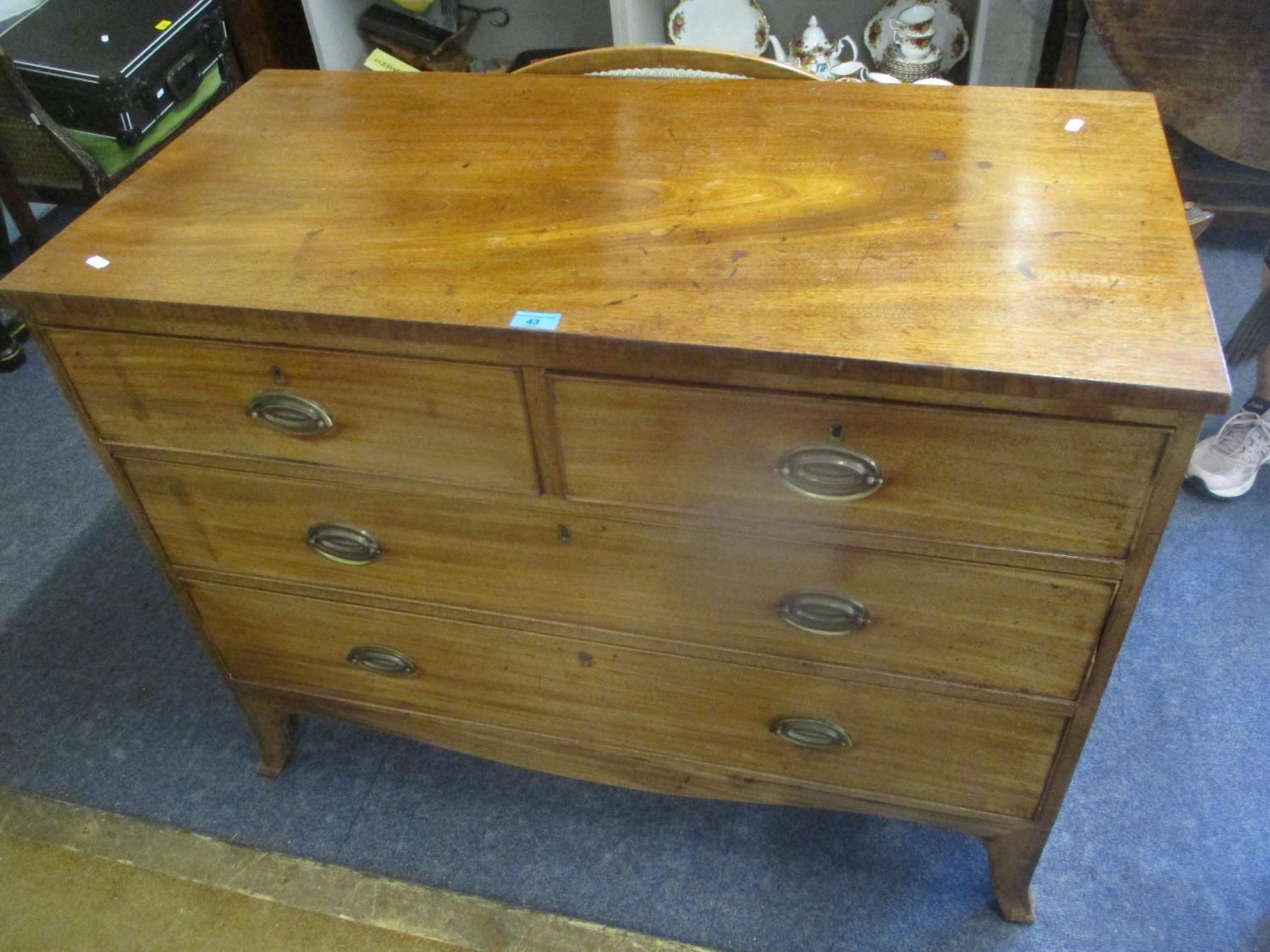 A Georgian mahogany chest of two short and two long drawers, 31 3/4"h x 40 3/4"w