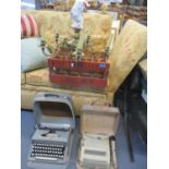 A vintage Remington Travel-Riter Deluxe typewriter, together with a vintage Remington Ultravox, a