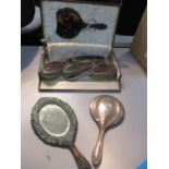 Silver to include a tortoiseshell and silver dressing table part set