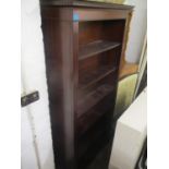 A pair of reproduction mahogany six tier bookcases having dentil moulded cornices 72"h x 36"w