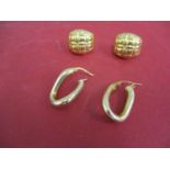 Two pairs of 9ct gold earrings