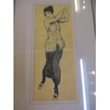 Elsie Henderson - Golf Swing, circa 1918, pen and ink, 25 x 9 cm, exhibited in 2004, in the Elsie