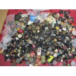 A quantity of mainly black mixed vintage buttons together with two Artid buttons, metal examples and