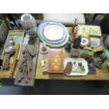 A miscellaneous lot to include wall barometers, a Sorrento inlaid music box, wall plaque of a