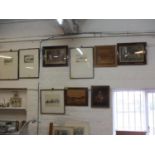 Wallace Hester - Cranleigh School - mixed engravings, signed lower left hand corner, mounted in a